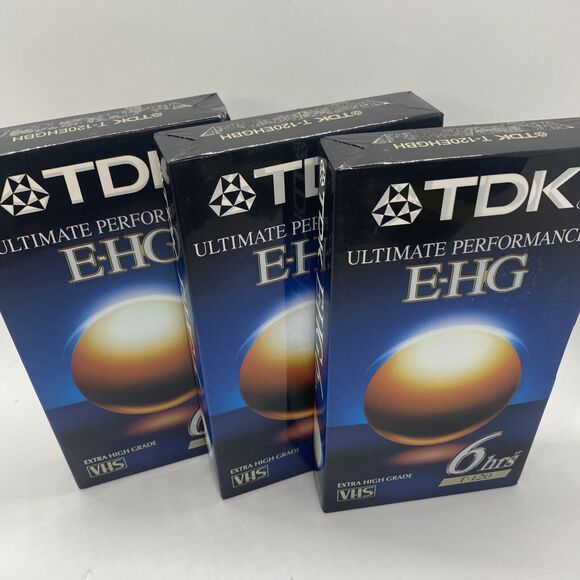 Lot of 3 TDK Ultimate Performanc EHG T-120 Blank VHS Tapes 6 Hours New Sealed - Picture 2 of 6